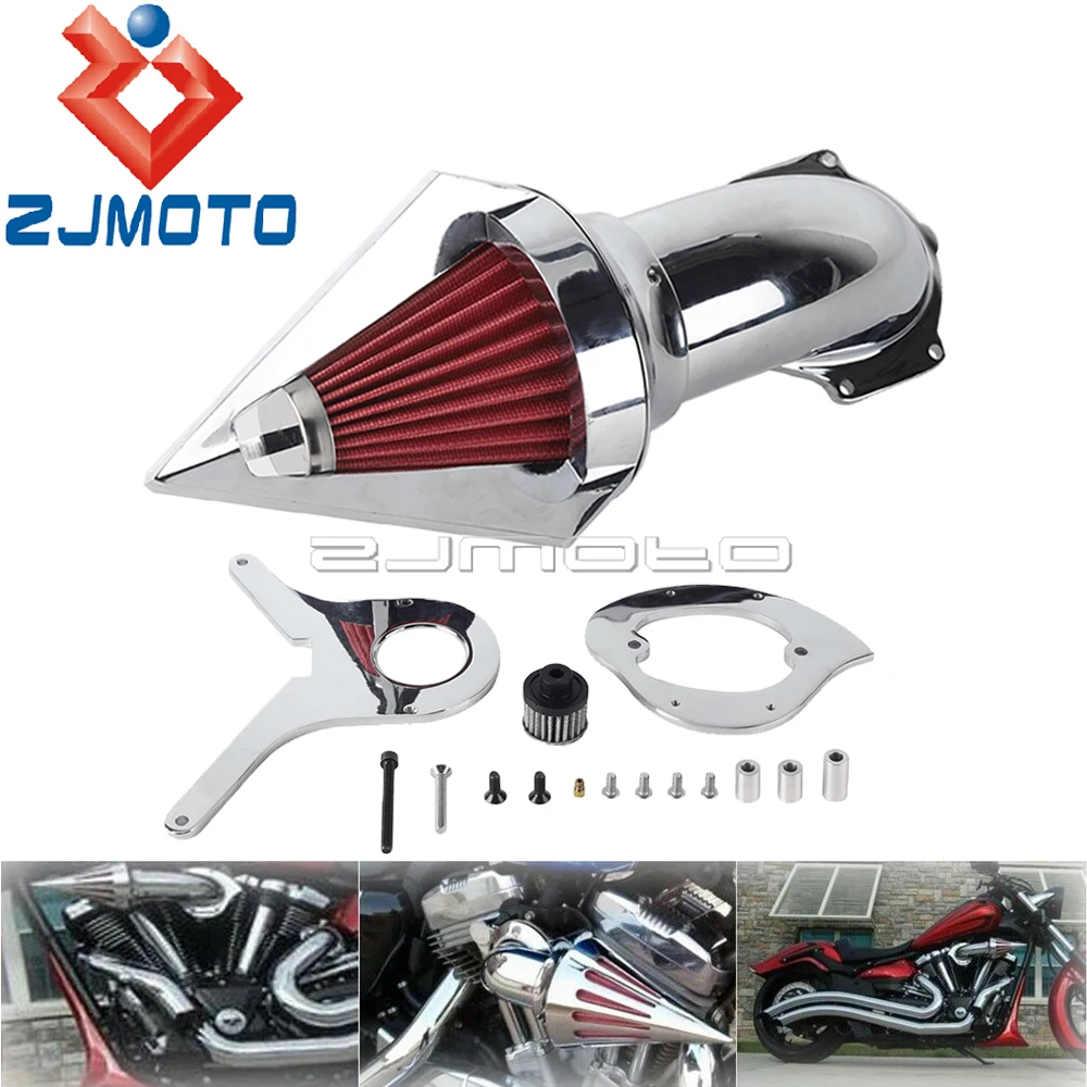 

Washable Complete Air Filter For Honda Shadow Aero 750 Motorcycle Chrome Billet Aluminum Cone Spike Air Intake Cleaner Kit