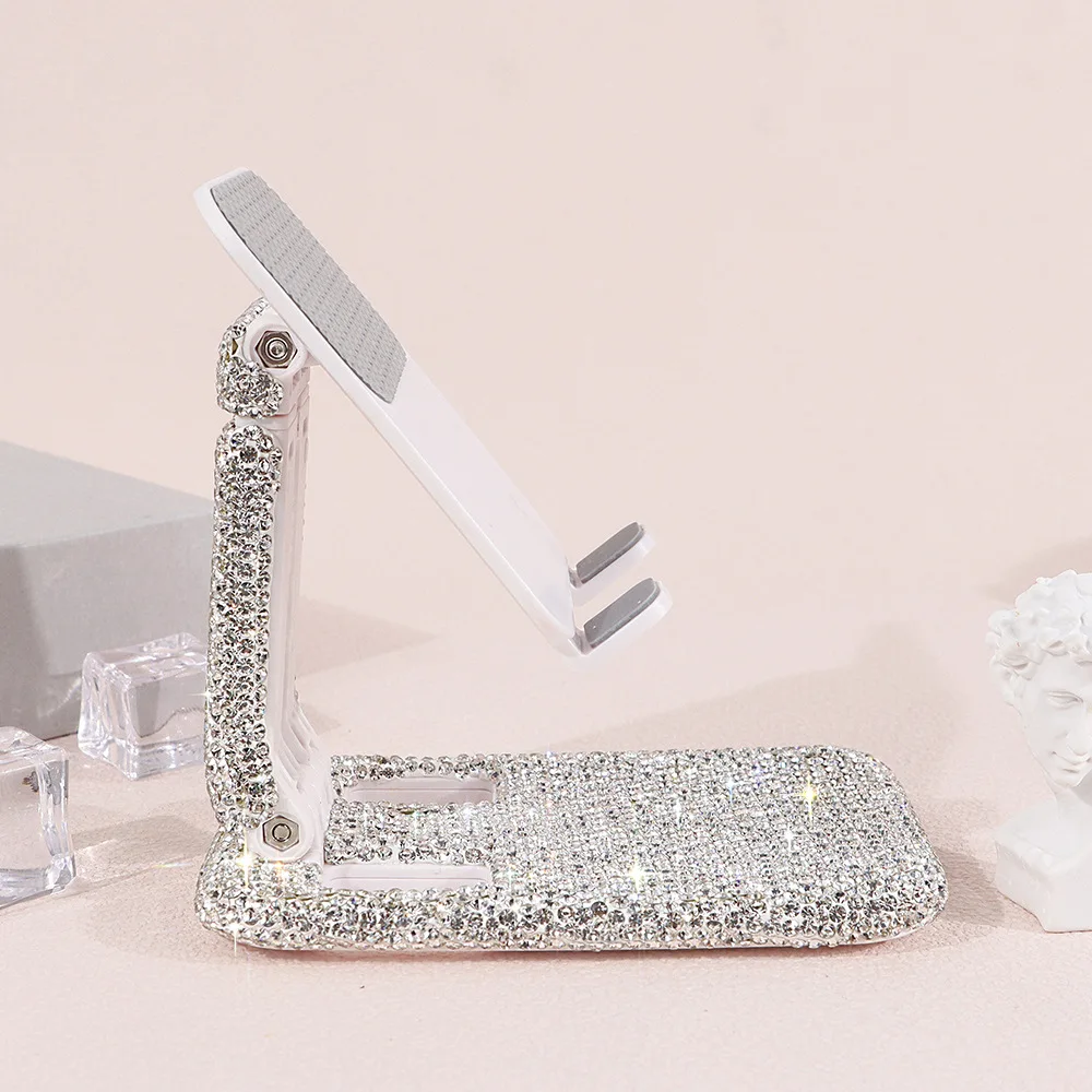 Sparkling Rhinestone Desktop Phone Holder Suitable IPad Tablet Holder Luxury Foldable Cell Phone Live Streaming Support Frame
