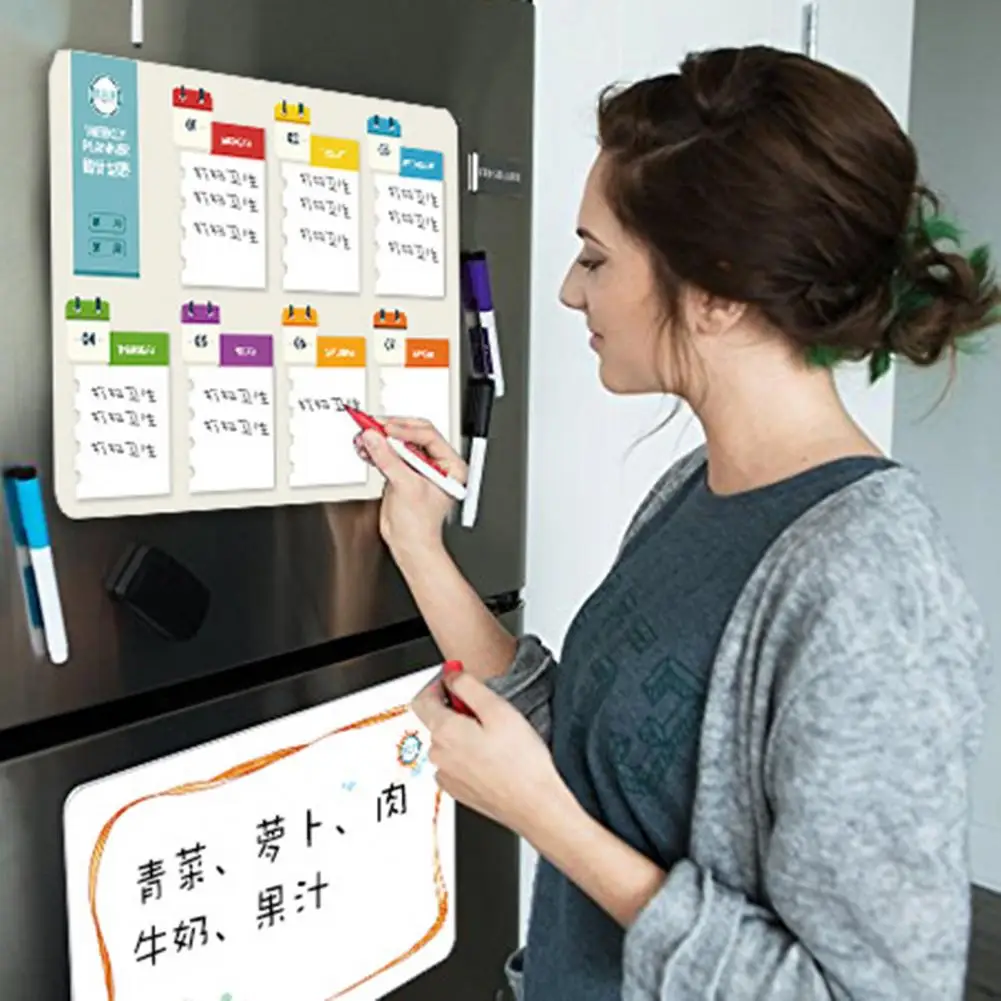 Useful Bright Color Magnetic Time Management Pad Smooth Writing Moisture Resistant Magnetic Planning Pad