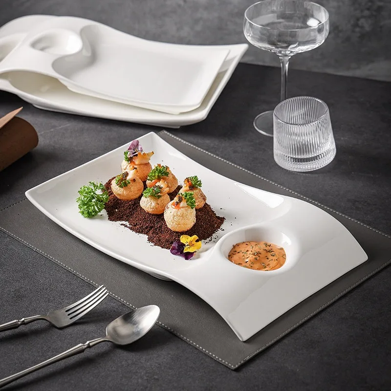 

HYS shrimp plate roast duck special plate high-end hotel tableware Chinese dish irregular creative dumpling plate