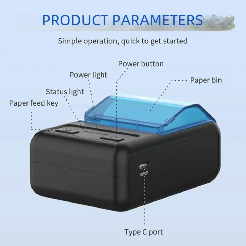 Barway 58mm Mobile Mini Pocket Printer Portable Wireless Blue-tooth 58mm Thermal Receipt Printer Thermal Printer