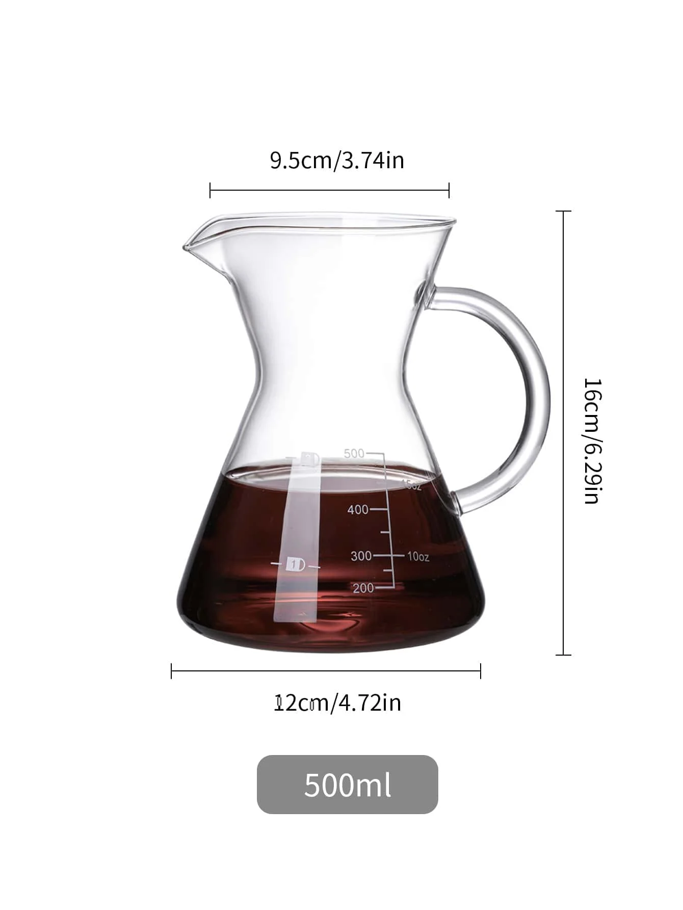 Leeseph Glass Coffee Carafe Standard Coffee Server for Pour Over Coffee Maker Clear Coffee Pot, 400ml/13.5oz, 500ml/16.9oz