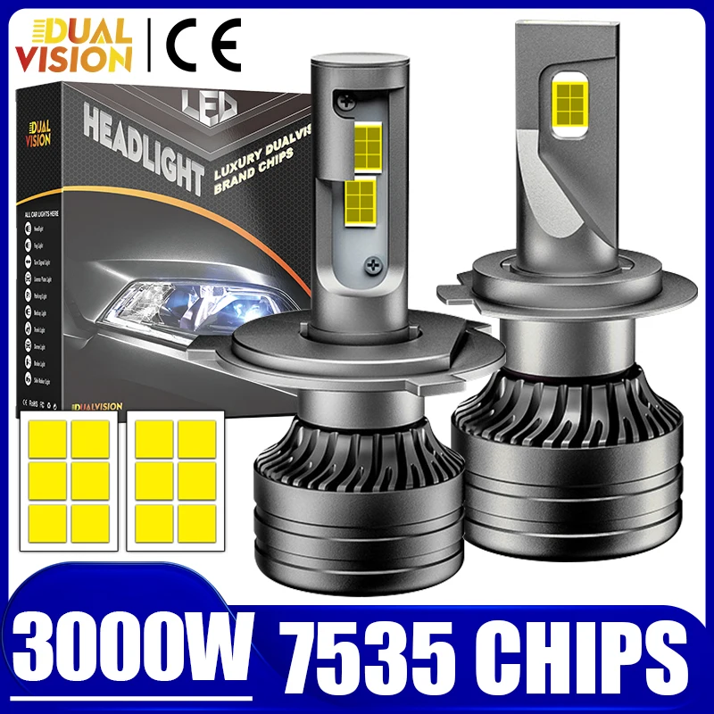 

3000W H4 H7 LED Car Headlight Canbus H8 H9 H11 H1 9005 HB3 9006 HB4 9012 HIR2 Auto Lamp Fog Bulbs 7535 CSP Chip 6000K Lights 12V