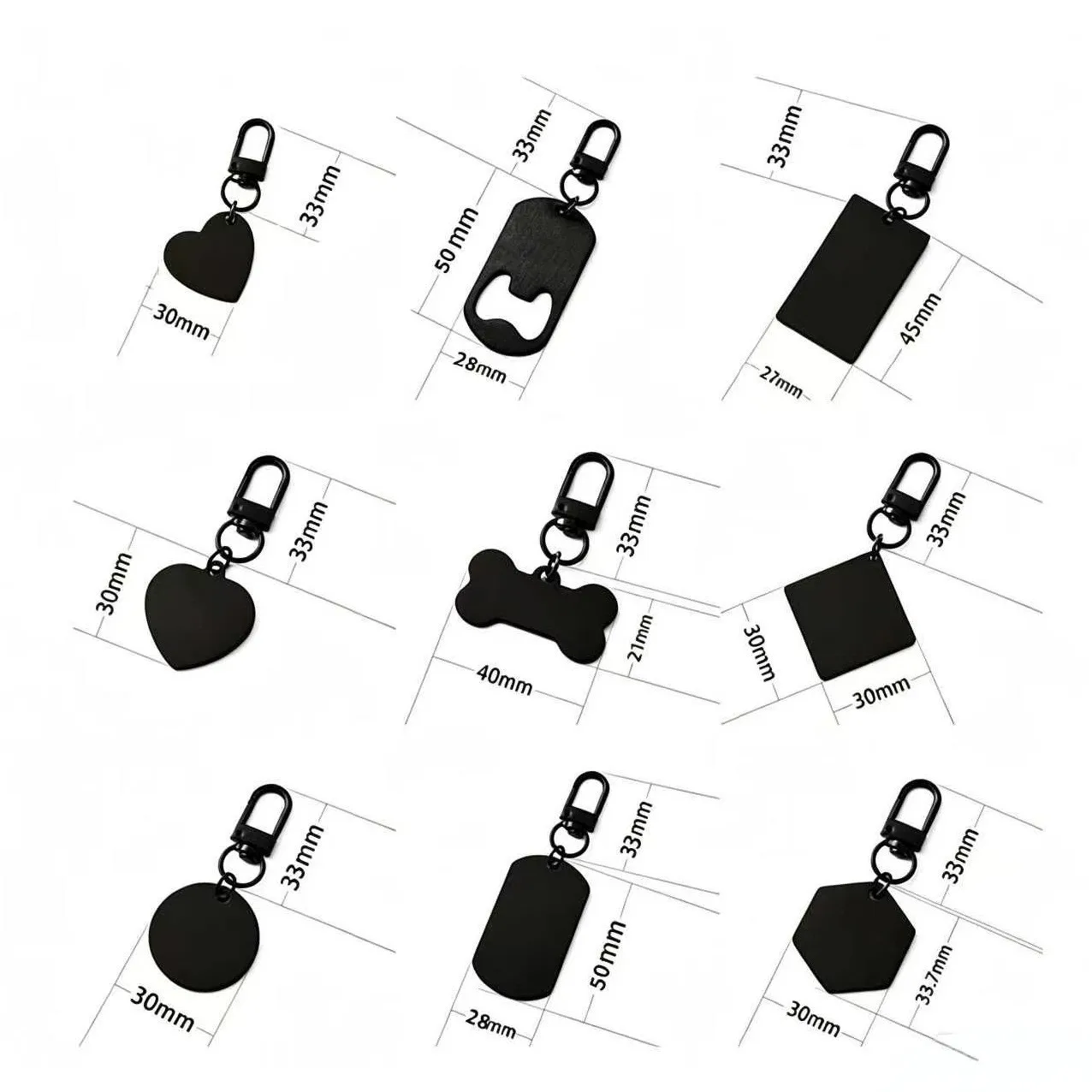 Keychain Sublimation Blank Keyring Key Chain Round&Heart Shape Blank Key Ring For Custom Wholesale