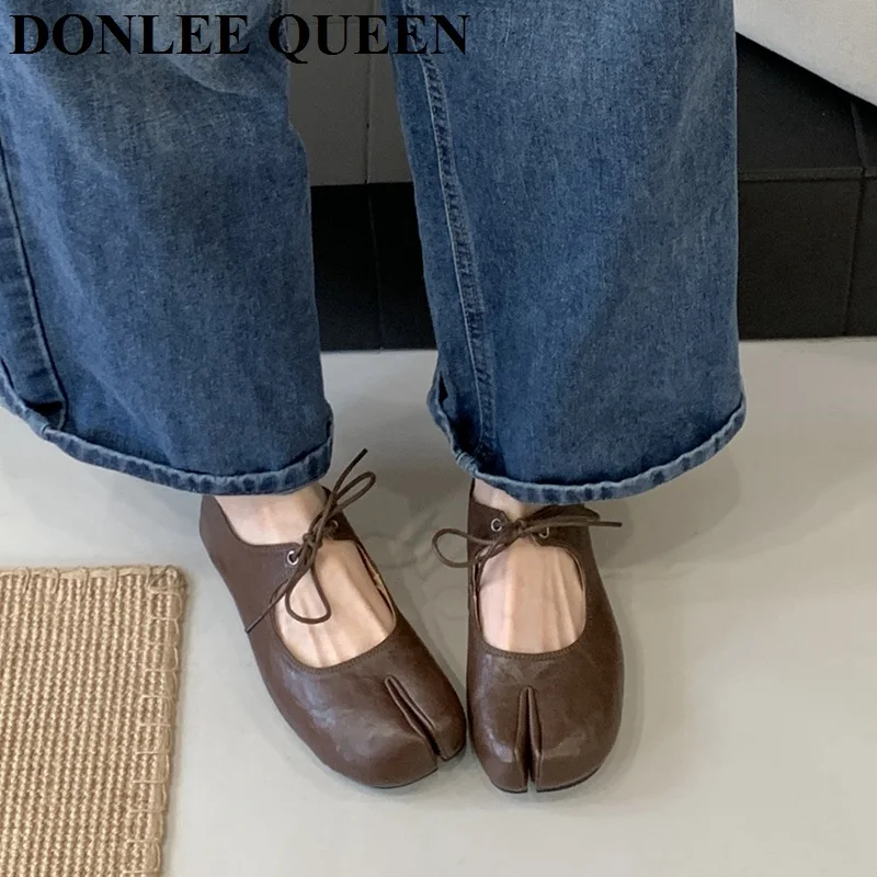 2026 Fashion Split Toe Women Flat Mary Jane Shoes Casual Tabi Ninja Ballet Ladies Slip On Loafer Soft Ballerina Comfort Moccasin