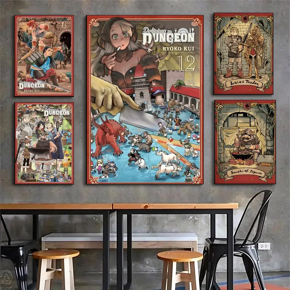 anime Dungeon Meshi Poster Poster HD Printing Vintage Luxe Home Decor Wall Art for the Living Rooms Entryways Gift