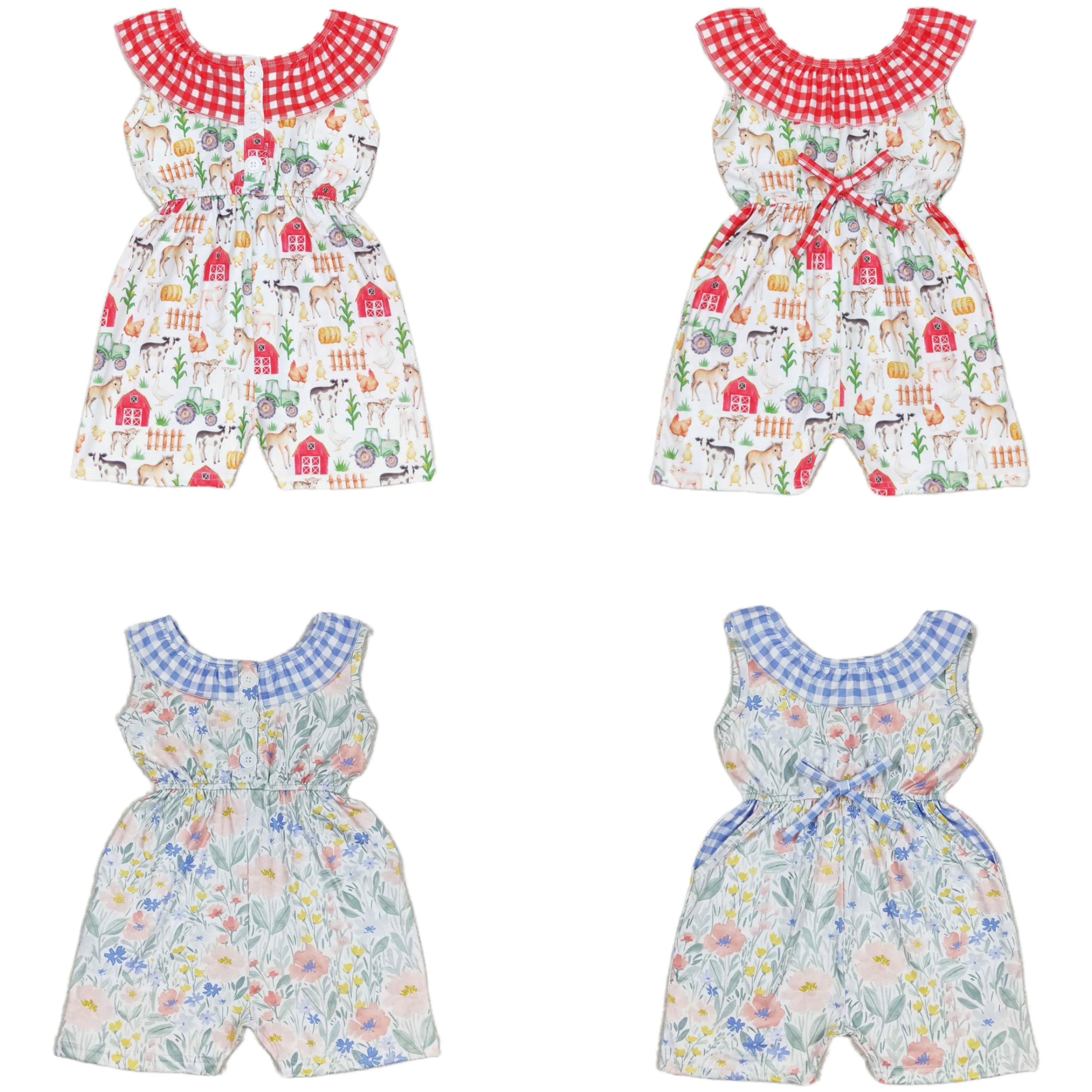 

Wholesale Kids Shorts Infant Overalls Farm Floral Romper Baby Girl Summer Jumpsuit Toddler Children Sleeveless Flower One-piece