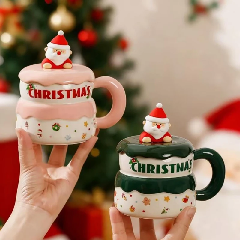 

400 мл керамическая чашка Санта-Клауса, большая емкость, окрашенная кофейная кружка, послеобеденный чай, цветок, чайная чашка, домашняя кружка для завтрака, рождественские подарки