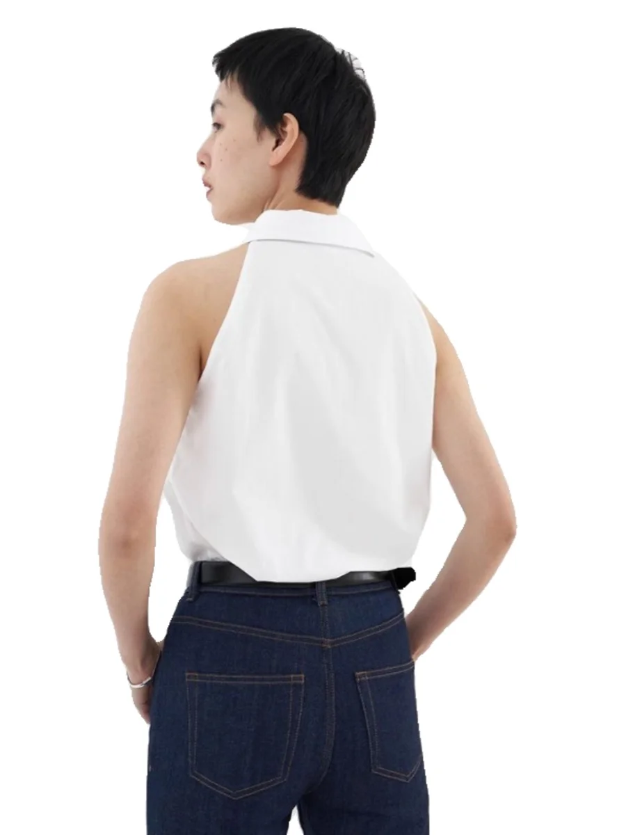 Oulder Digging Design Sensation haut de gamme Svel irt Femme Printemps Été Léger Luxe Haut Blanc Coréen Sle L...