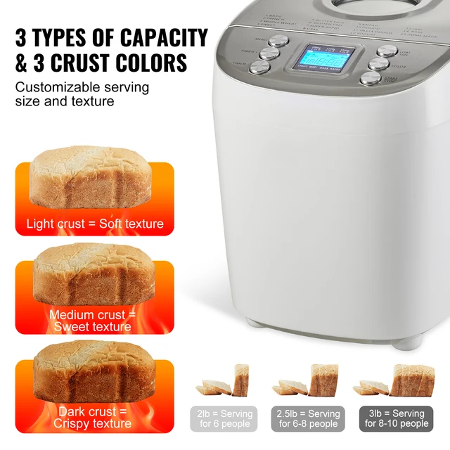 SucceBuy 3 LB Bread Maker 15-in-1 Dough Machine Nonstick Ceramic Pan Automatic Bread maker with Gluten Free Setting 3 SucceBuy 3 LB Bread Maker 15-in-1 Dough Machine Nonstick Ceramic Pan Automatic Bread maker with Gluten Free Setting 3
