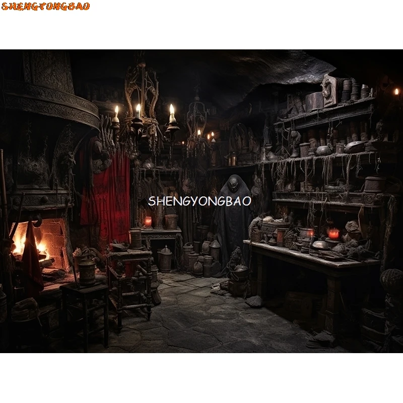 Vintage Old Tavern Barista Coffee Shop Bar Photography Backdrop Warm Medieval Inn Fantasy Retro Photo Studio Background LJG-02
