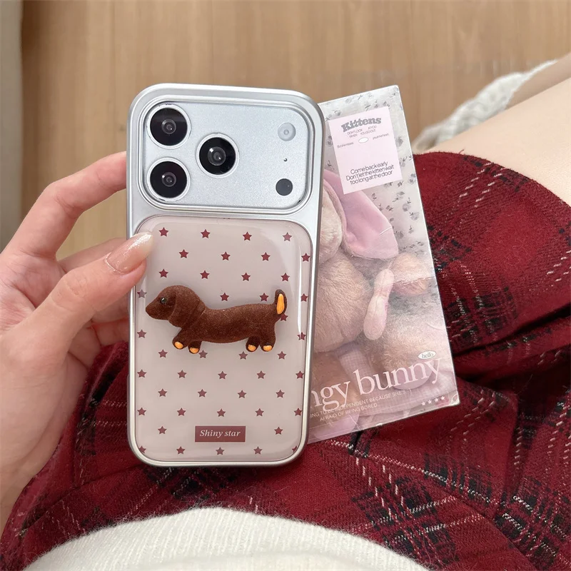 

Cute Embroidery Unicorn Color Polka Dot Phone Case For iPhone 17 Pro 16 15 14 Pro Max Cover Leather Protective Kawaii Funda Case