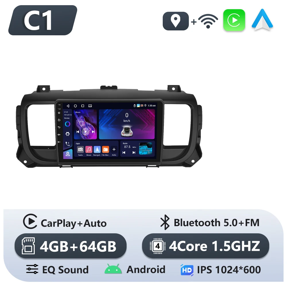 Podofo 6 + 128G CarPlay Android Auto Autoradio Voor Citroen Jumpy 3/Peugeot Expert/Toyota Proace 2016 (LHD) Multimedia Speler GPS