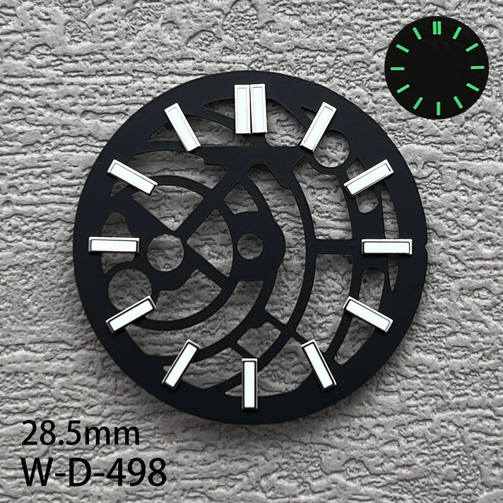 28.5mm S Logo Hollow Out Dial Fit NH38 Movement Green Luminous High-Quality Dial Watch Modification Accessories