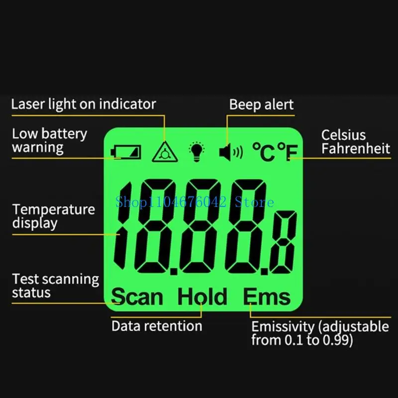 652F Contactless Heat Reader with Lighted Screen and Hold Mode for Cooking Use