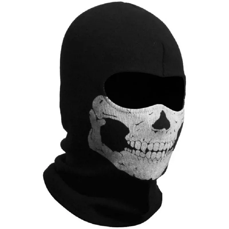 Máscara facial completa con estampado de fantasmas negros, pasamontañas con estampado de calavera para fiesta de Cosplay, motocicleta, bicicleta, ciclismo, senderismo al aire libre