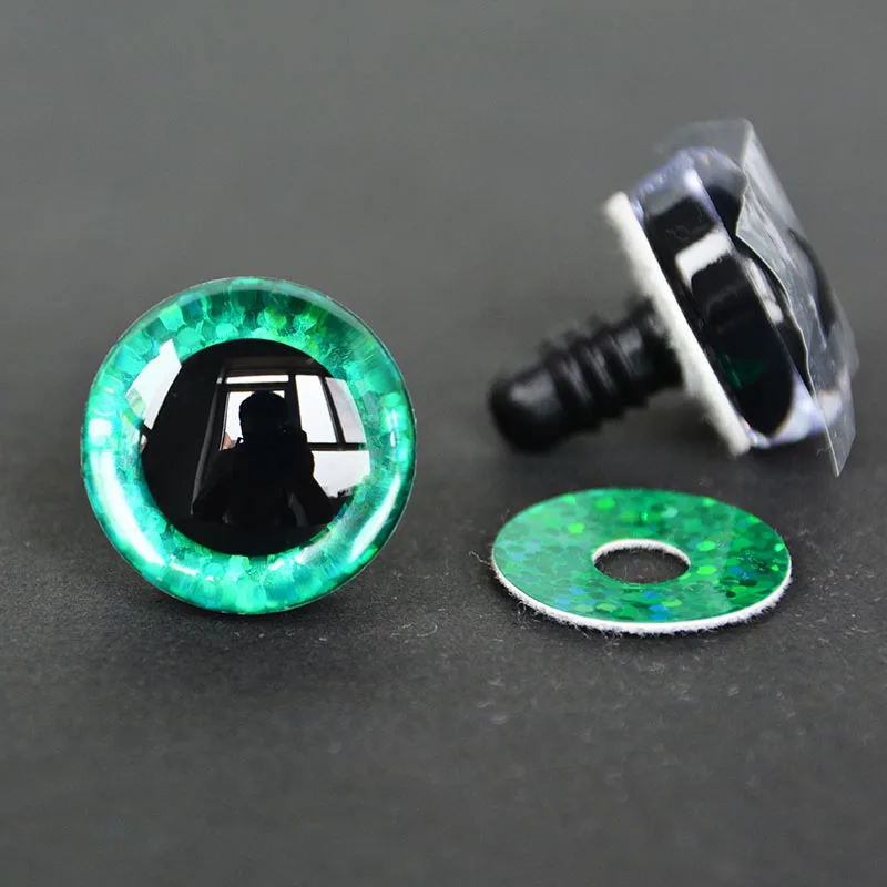 20 peças 10 cores 12-40mm olhos de glitter 3d com arruelas, boneca que faz olhos de segurança de crochê artesanal de pelúcia para crochê amigurumi