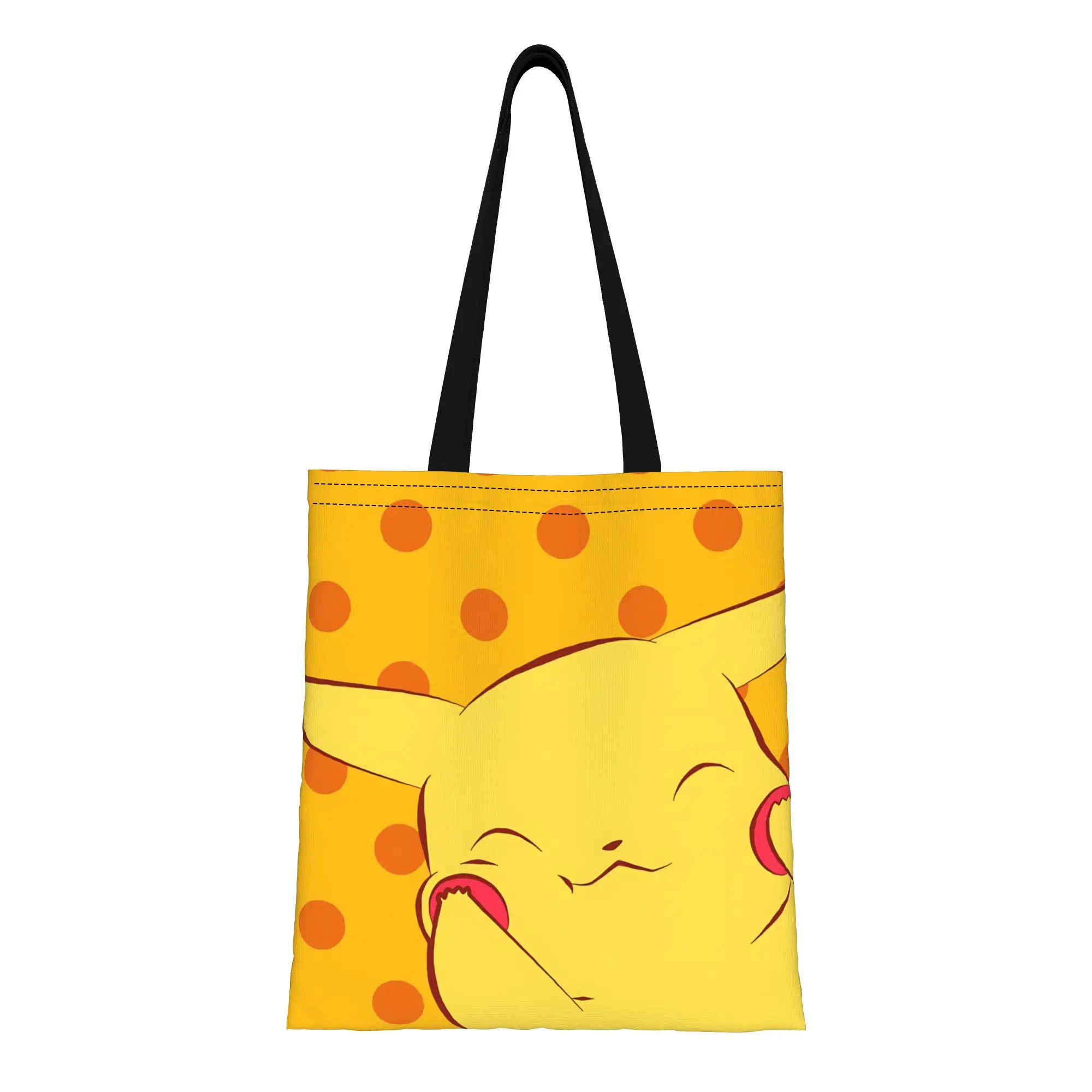 

1PC back to school Large Capacity pokemon funny cute Pikachu funko Canvas Tote Bag Foldable Chic Pattern Gifts