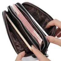 Women Long Wallet Genuine Leather 3-Layer Zipper Purse Bag Large Capacity Wristlet Clutch Wallets Phone Bag Money Purses - Image 6