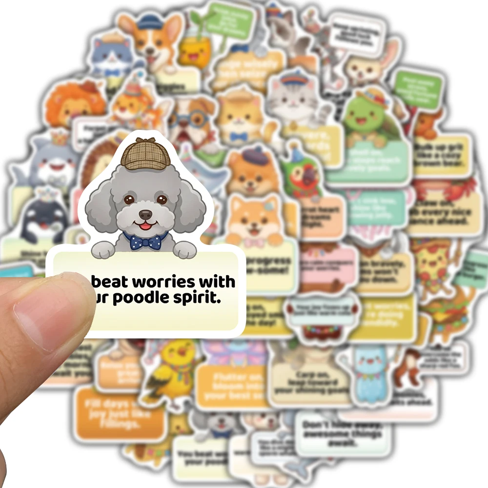 50PCS Pick Up Small Animals Stickers Inspirational Graffiti Suitcase Coffee Graffiti Suitcase Guitar Skateboard Phone Decals