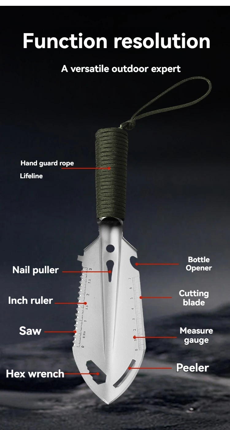 NEUE Camping Tragbare Ingenieursschaufel, Feldüberlebenswerkzeuge, Outdoor Edelstahl Multifunktionale Kleine Handschaufel – Detail 11