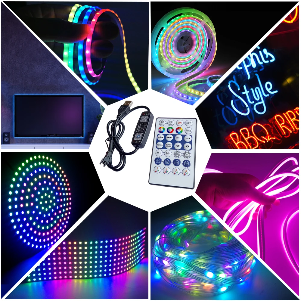 28Key Mini Bluetooth Przycisk muzyczny Kontroler LED DC5-24V Dla 3Pin WS2811 WS2812 SK6812 Indywidualnie adresowalny pasek LED RGB