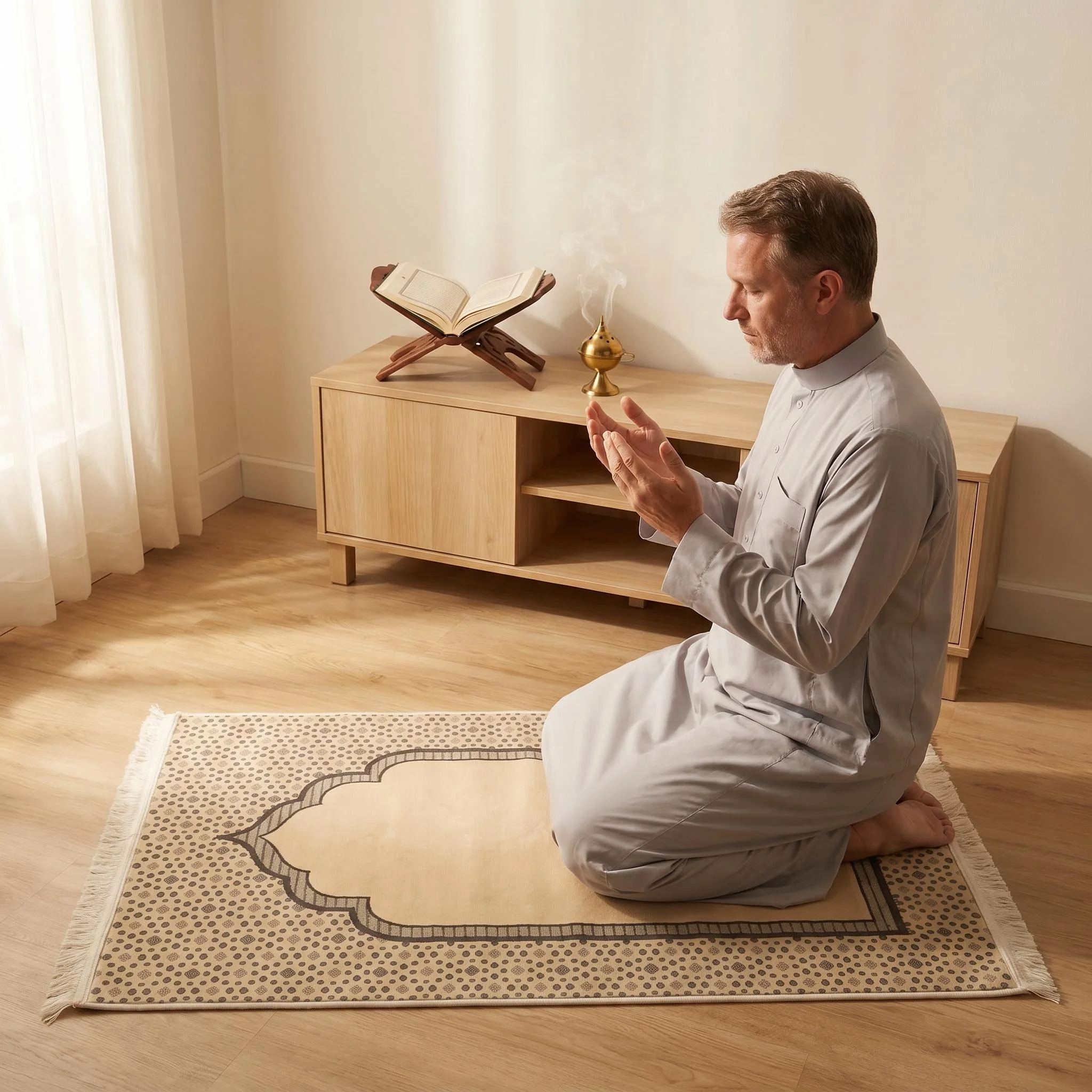 Warm Cashmere Arch Prayer Rug, Skin-Friendly Flannel Long Anti-Slip Prayer Mat, Foldable Household Worship Mat