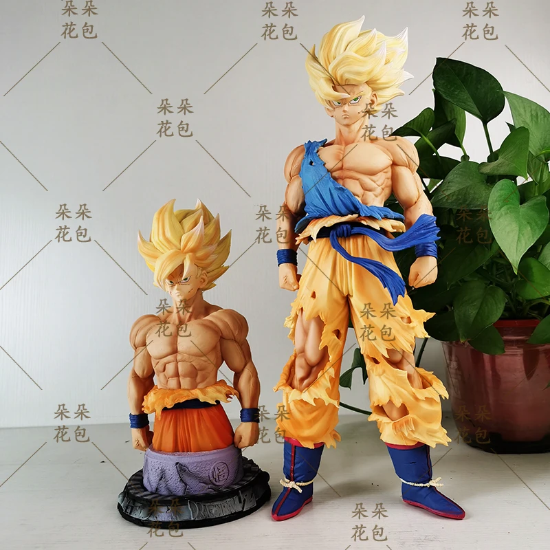 Anime Figure 42cm Seven Dragon Ball Periphery Decoration Wukong Double Head Carving Double Chest Decoration Pvc Model Gift