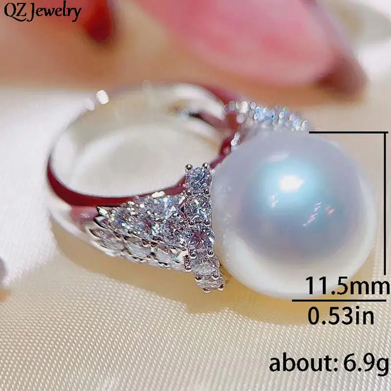 Elegant Pearl Cubic Zirconia Rings Bling Iced Out CZ Simulated Pearl Rings for Women Wedding Party Rings Fashion Jewelry Gifts