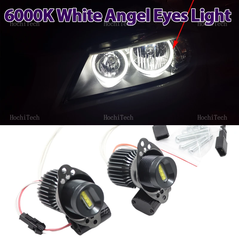 60W Error Free Angel Eye Halo Ring Marker Car Side Light LED Bulb Auto Lamp For BMW 3 series E90 E91 LCI Halogen 09-11