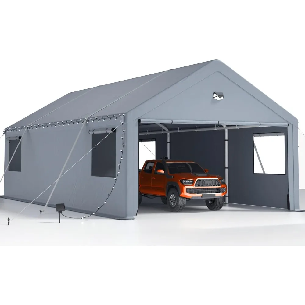 20X20 Heavy Duty, Car Ports with 180G Removable Side Walls, Carport Canopy, Portable Car Port Garage, Car Shelter All Weather