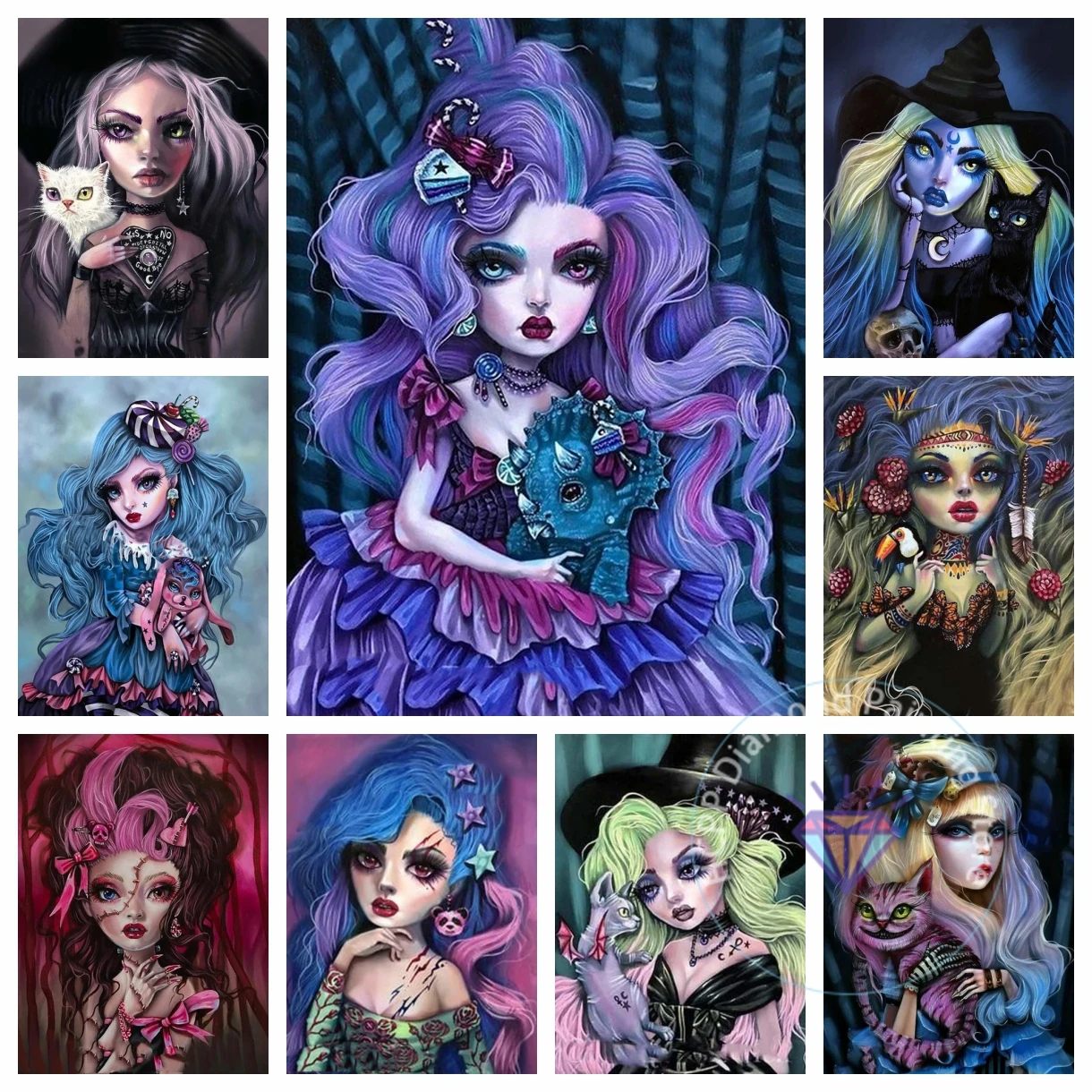 Gothic Mädchen Cartoon Diamant Zeichnung Kit 5D DIY Diamant Stickerei Kurtis Rykovich handgemachte Kunst Geschenk Handwerk Home Dekoration