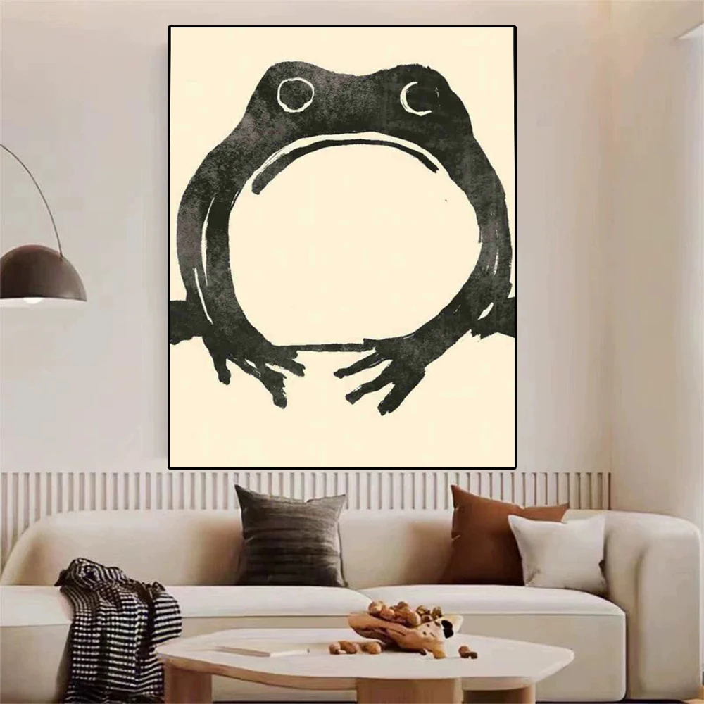 

100% hand drawn original oil painting animal patterns simple lines frog wall art images for home living room decor picture mural
