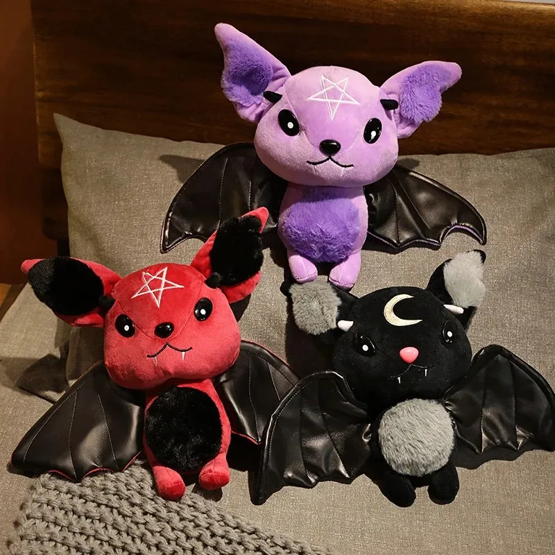

.Demon Bat Halloween Plushy Four-color Demon BatCartoon Soft Model Kids Christmas Halloween Holiday Gifts Horror Style Home Deco
