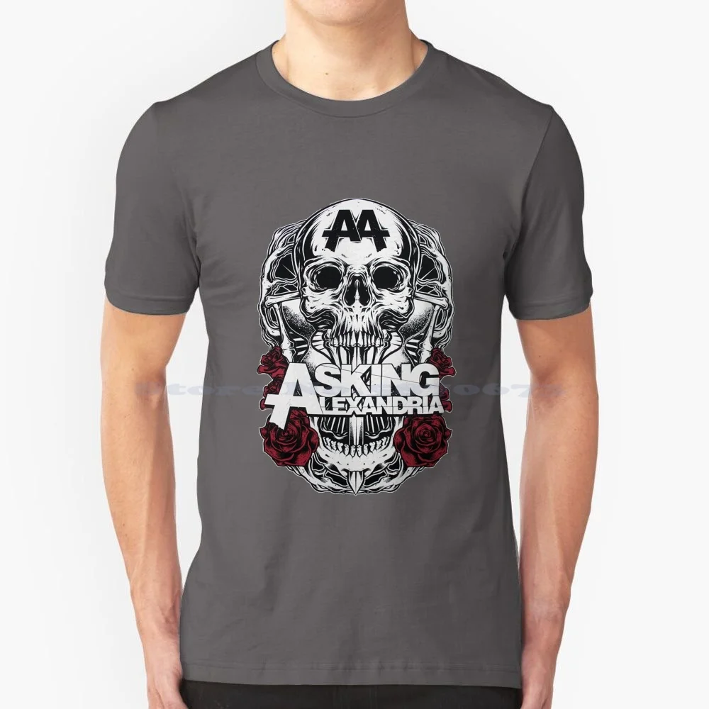 Roses Skull T Shirt 100% Cotton Tee Metalcore Asking Alexandria Asking Alexandria Asking Alexandria Asking Alexandria Asking