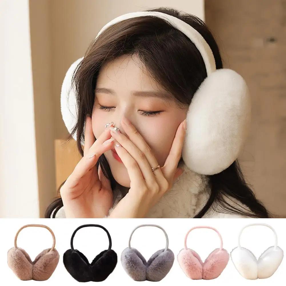 

Women Winter Earmuffs Plush Ear Adjustable Length Foldable Ear Warmers Anti slip Outdoor Skiing Headband Earmuffs