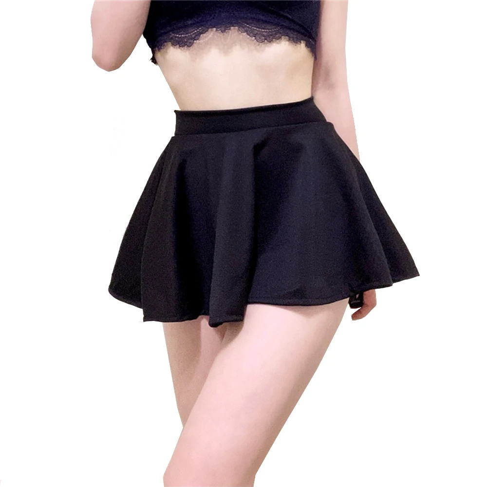 Women's Basic Skirt Sexy Mini Pleated Skirt Red Black High Waist Short Skirt Without Lining