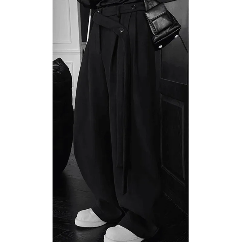 Picture 5: Flowing Pants For Men Spring And Autumn Draped Handsome High-End Feel Scimitar Sweatpants Design Sense Wide-Leg Straight-Leg