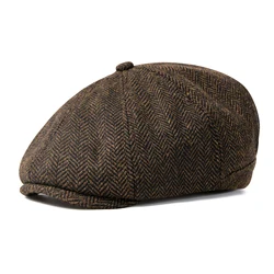 VOBOOM Newsboy Caps Men Fall Winter Wool Blend Twill Cabbies Hat Warm Headpiece 111