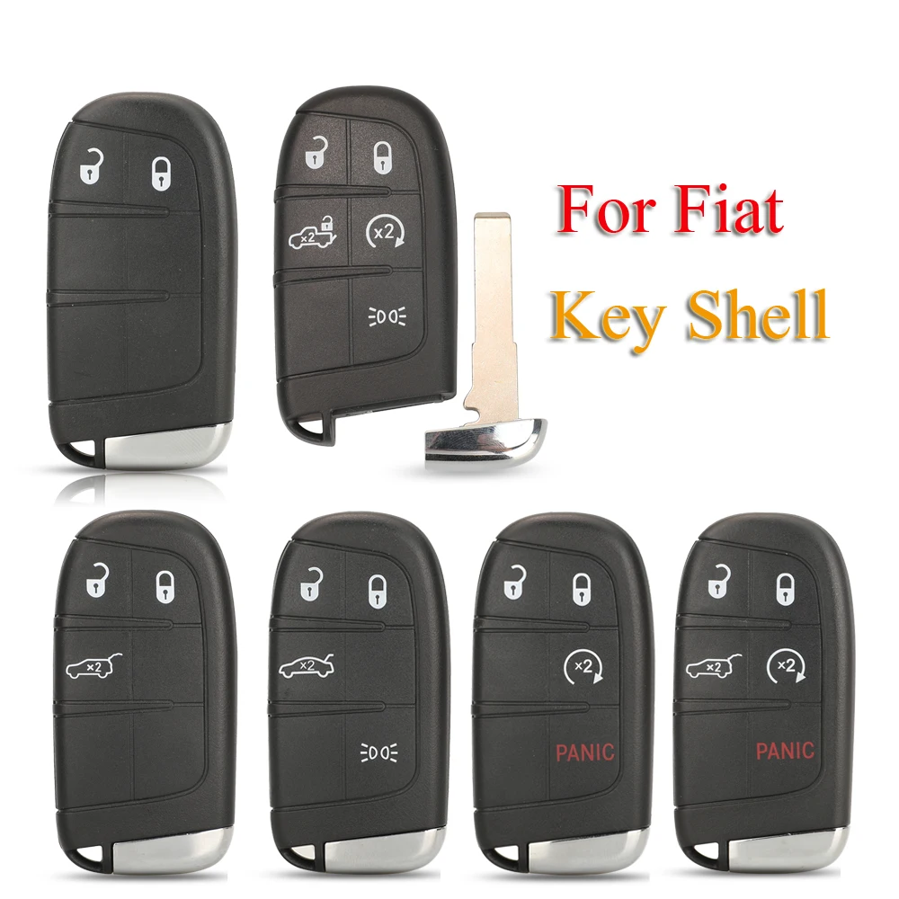 jingyuqin 3/4/5BTN Replacement Remote Smart Key Shell For Fiat 500 500L 500X Toro 2016 2017 2018 2019 Car Key Case SIP22 Blade