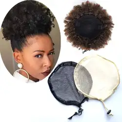 Hair Bun Net Drawstring Cap Base for Making Ponytail Net Afro Bun Wig Caps Hair Net Making With Guleless Hairnet Wig Liner