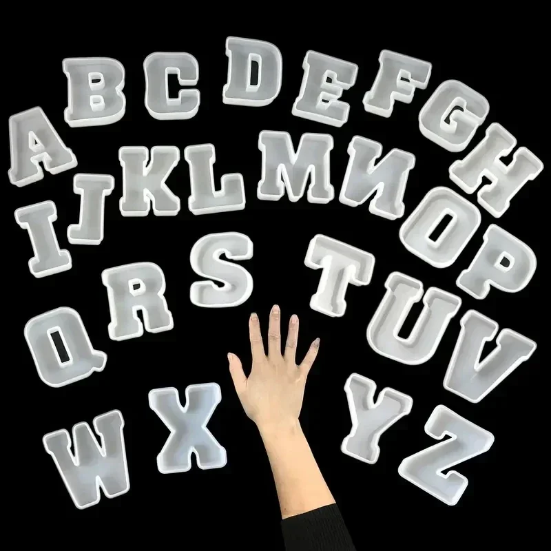 26 قالب حروف إنجليزي من السيليكون قالب حروف كابيتال، يستخدم لراتنجات الإيبوكسي DlY والشمعة والصابون
