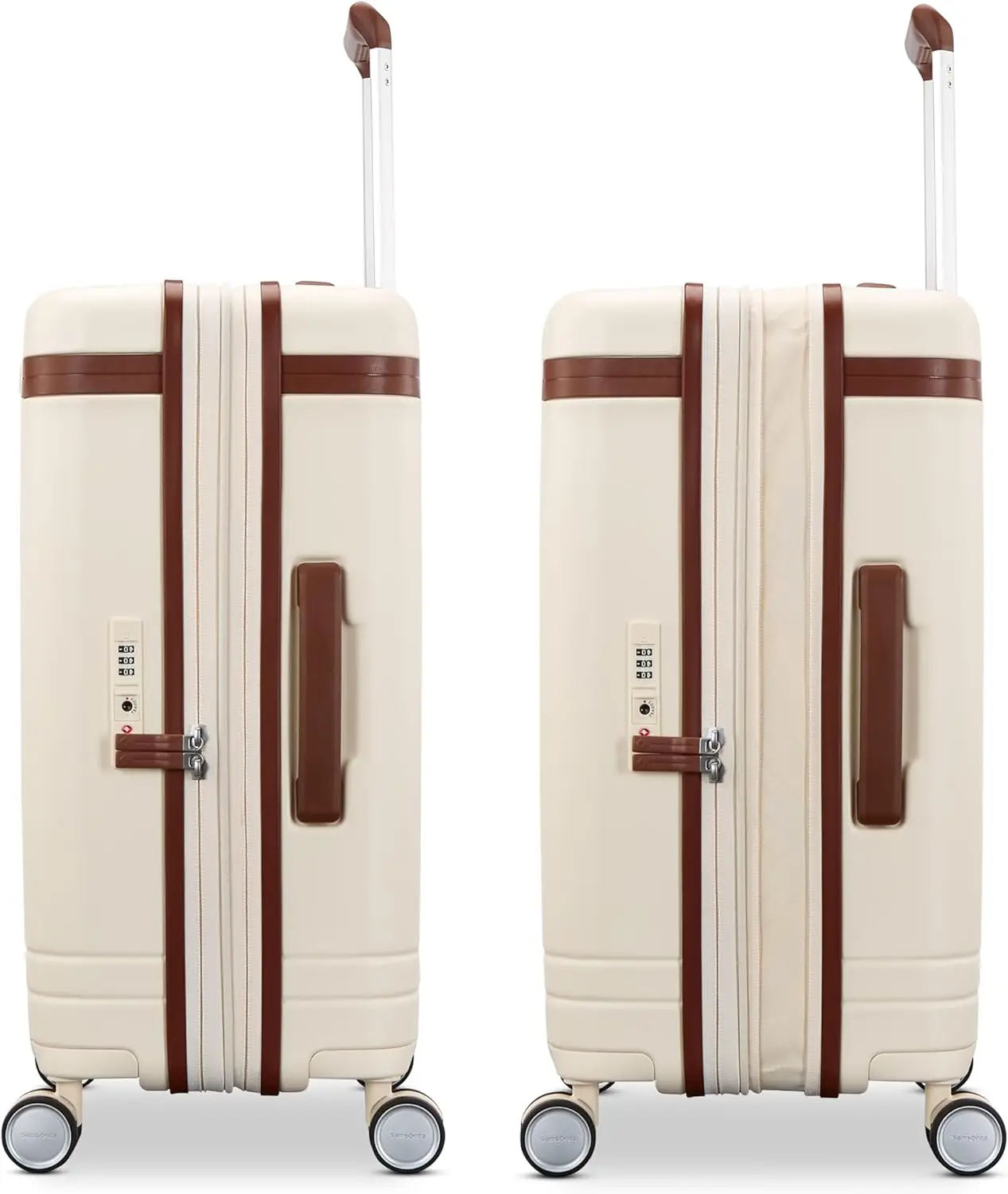 حقيبة حمل صلبة مقاس 21 بوصة من Virtuosa - قفل TSA، 360 درجة °   عجلات دوارة، بولي كربونات قابلة للتوسيع، أوف وايت