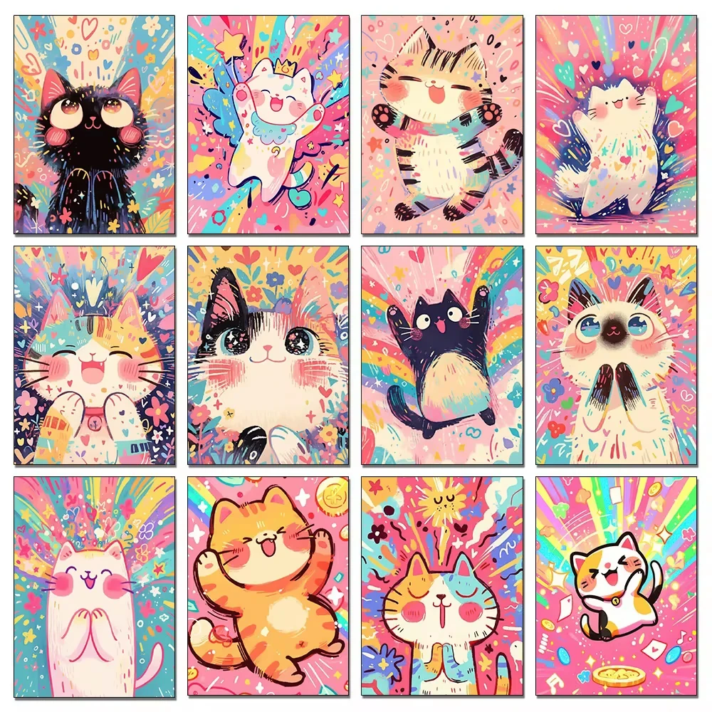 DIY Cartoon Tier Diamantmalerei Katze und Hund Vollquadratische/Runde Diamant-Mosaik-Stickerei-Sets Spaßige Kunst Heimdekoration Geschenk