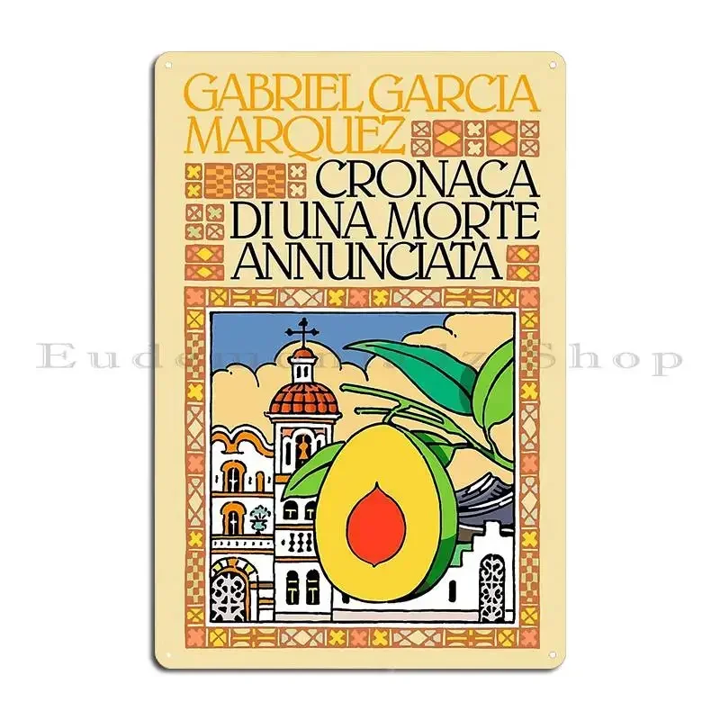 Book Cover Chronicle Of A Death Foretold Gabriel Italian Edition 1982 Metal Plaque Poster Classic Character Personalized