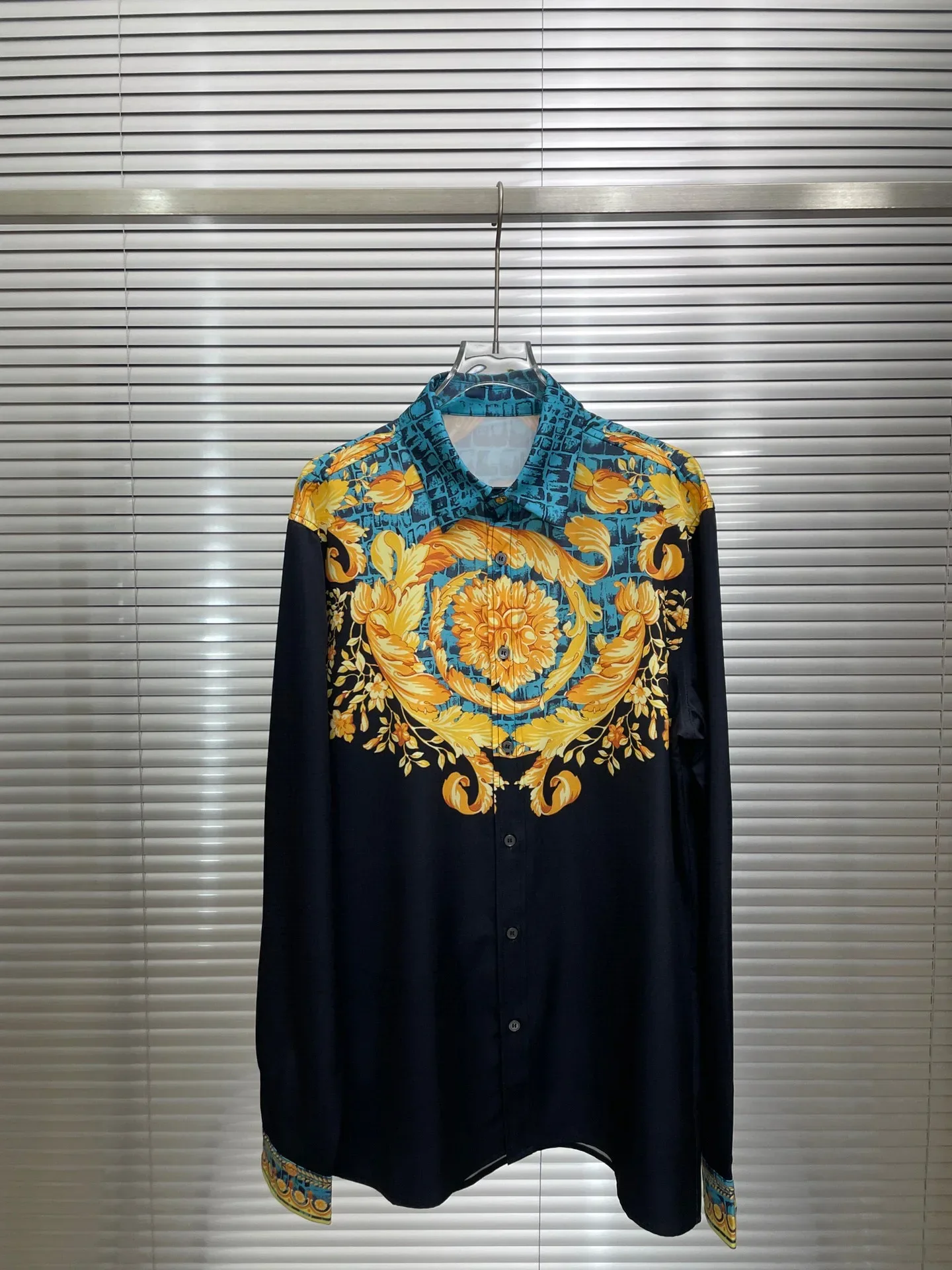 

Luxury Royal Patchwork Shirts Men Casual Social Paisley Floral Digital Printing Shirt Manga Longa Shirts Chemise Homme De Luxe