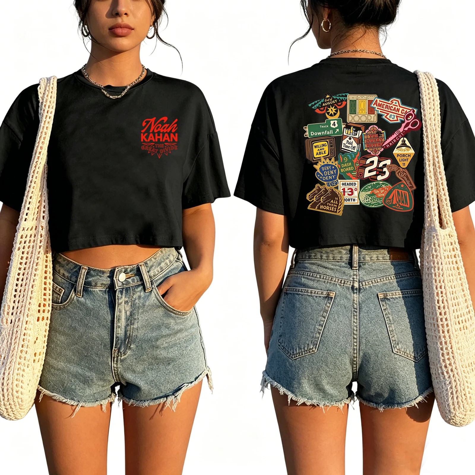 2026 Noah Kahan The Great Divide Tour Cropped T-shirt Women Casual Short Sleeve Graphic Print Y2K Streetwear Crop Tops