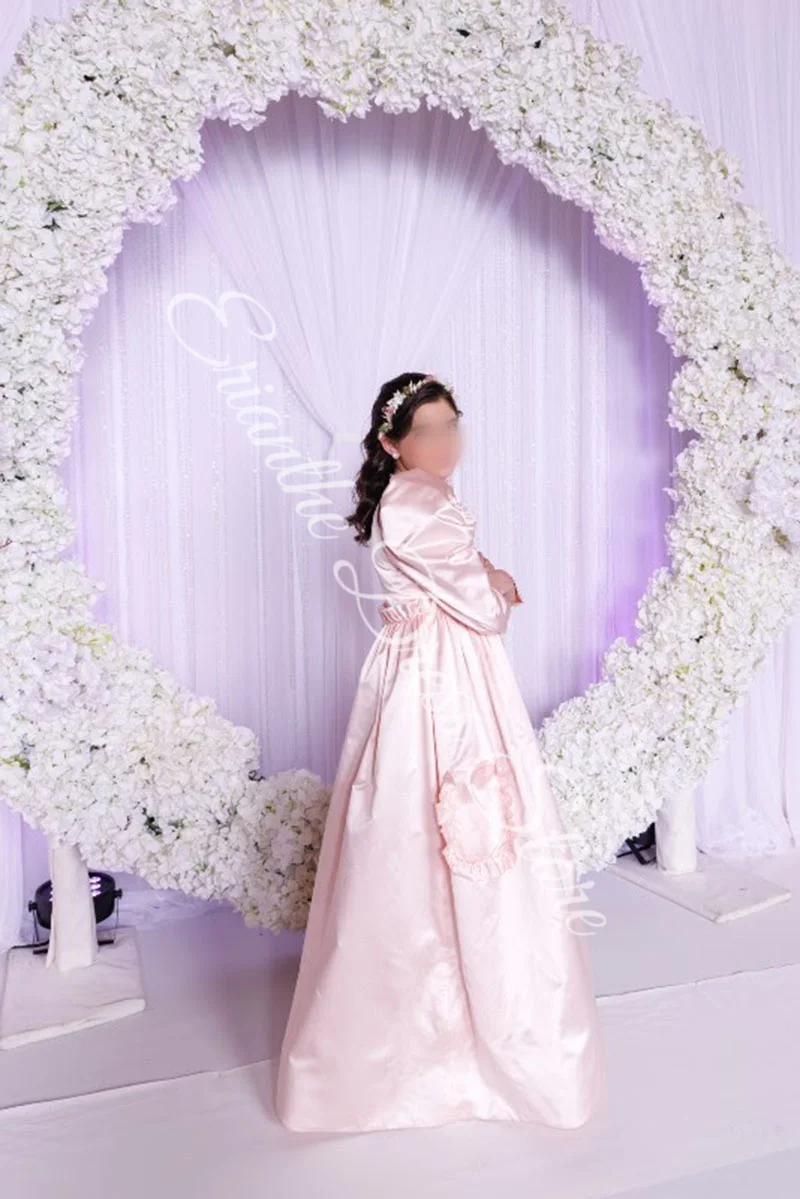 Robe à fleurs élégante pour filles, pour mariage, taille haute, en Satin, longueur au sol, fête d'anniversaire pour enfants, robes de bal de première Communion personnalisées