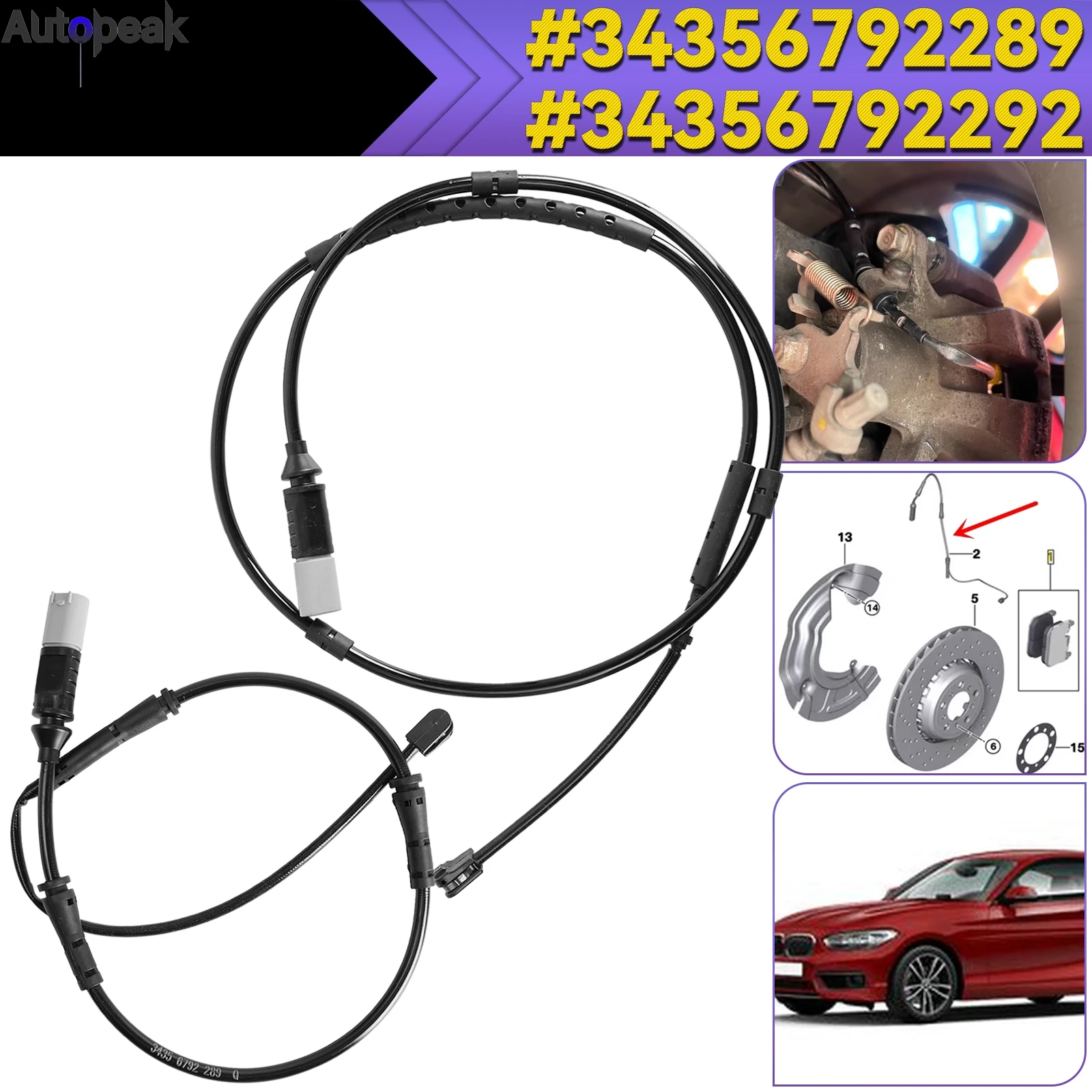 Front Rear 34356792289 34356792292 Brake Sensor Brake Disc Pad Wear Sensor For BMW 1 Series F20 3 Series F30 F31 F34 F32 F33 F36