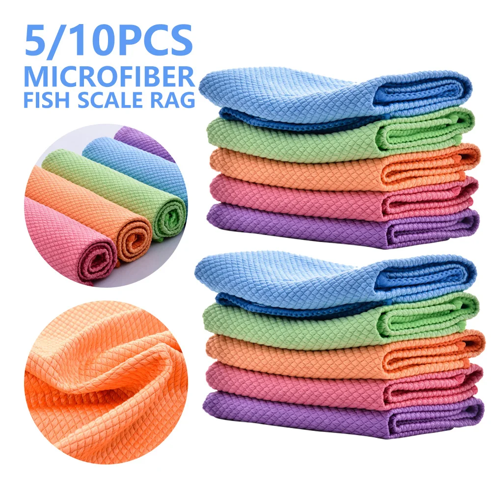 10/5Pcs Microfiber Dish Towels Absorbent Kitchen Towel Dish Towel Rags Non-stick Oil Household Cleaning Napkins Tableware